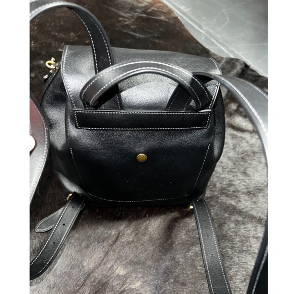 COACH Crosby 28 Black Natural Grain Leather Backpack Gold Hardware Drawstring - Picture 10 of 15